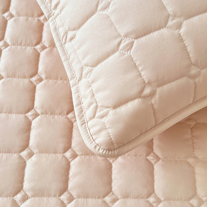 91家纺网 家纺一手货源 找家纺 亨通家纺 2025新款A类格子磨毛防水夹棉床笠 格子夹棉-玉色