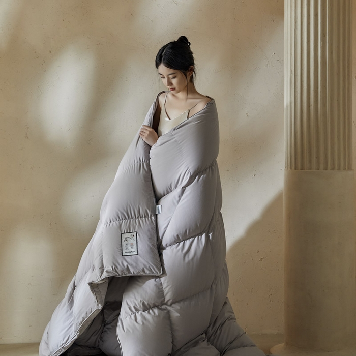暖羽屋羽绒馆 2025新款人体工学被鹅绒丝被芯 羽绒被子春秋被  羽毛被 双人冬被 灰