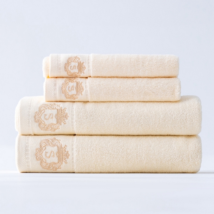 91家纺网 家纺一手货源 找家纺 彩虹毛巾 2025新款全棉B类纯棉毛巾S标毛巾浴巾系列 S标米黄毛巾一条装 通用