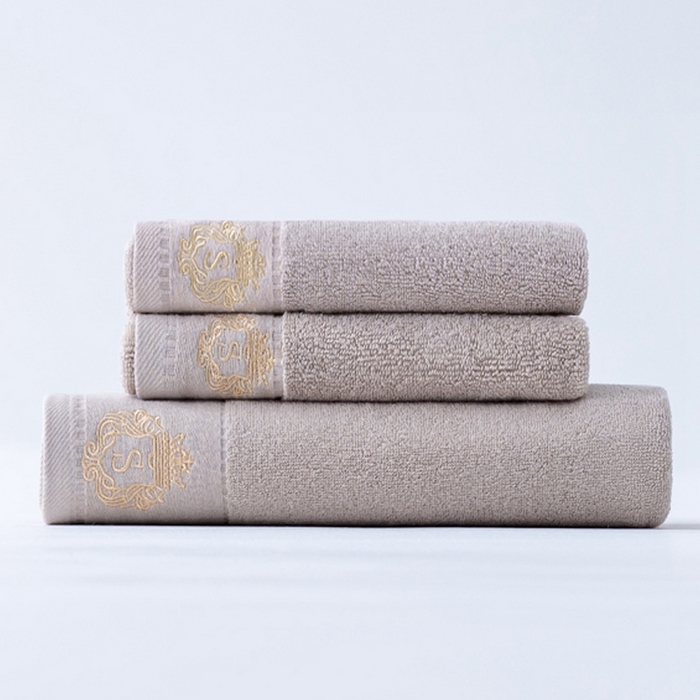 91家纺网 家纺一手货源 找家纺 彩虹毛巾 2025新款全棉B类纯棉毛巾S标毛巾浴巾系列 S标浅灰1条浴巾2条毛巾 通用