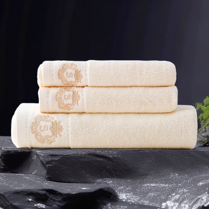 彩虹毛巾 2025新款全棉B类纯棉毛巾S标毛巾浴巾系列 S标米黄1条浴巾2条毛巾 通用