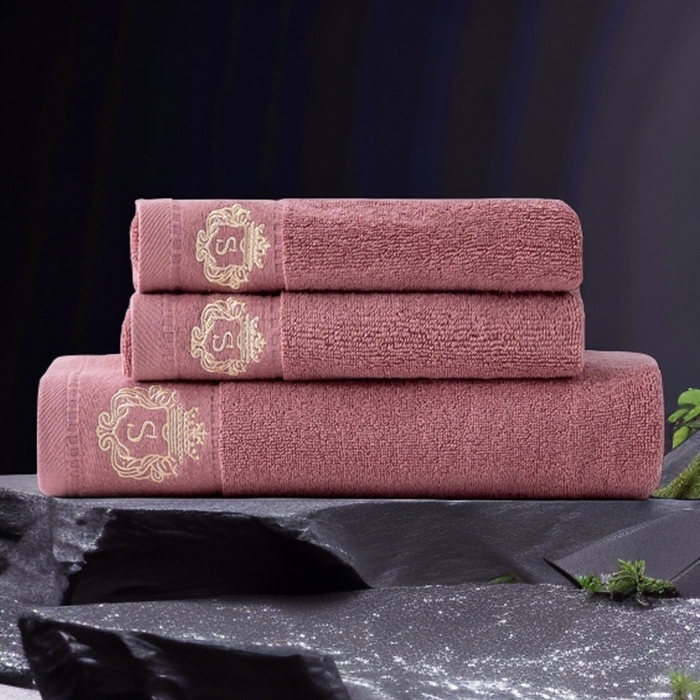 彩虹毛巾 2025新款全棉B类纯棉毛巾S标毛巾浴巾系列 S标雅粉1条浴巾2条毛巾 通用