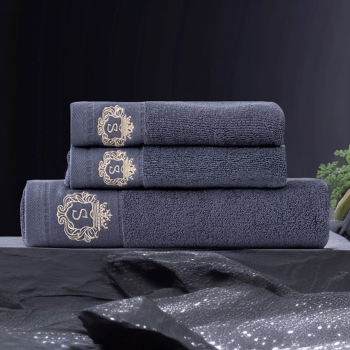 彩虹毛巾 2025新款全棉B类纯棉毛巾S标毛巾浴巾系列 S标深灰1条浴巾2条毛巾 通用