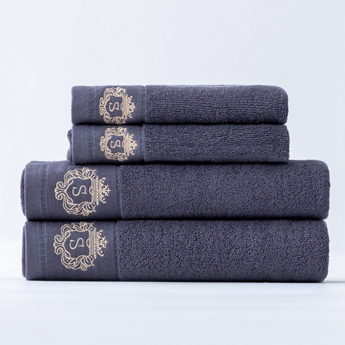 91家纺网 家纺一手货源 找家纺 彩虹毛巾 2025新款全棉B类纯棉毛巾S标毛巾浴巾系列 S标深灰套装 通用