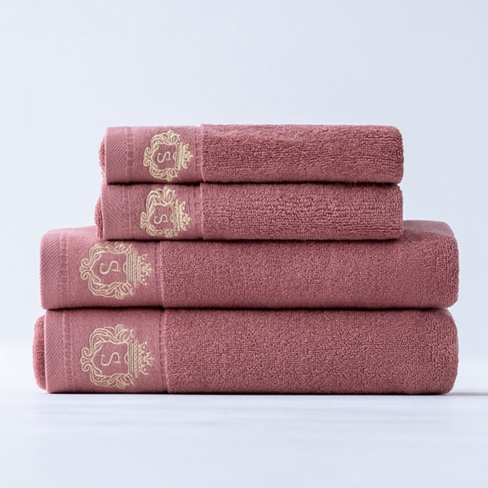 91家纺网 家纺一手货源 找家纺 彩虹毛巾 2025新款全棉B类纯棉毛巾S标毛巾浴巾系列 S标雅粉2条浴巾4条毛巾 通用