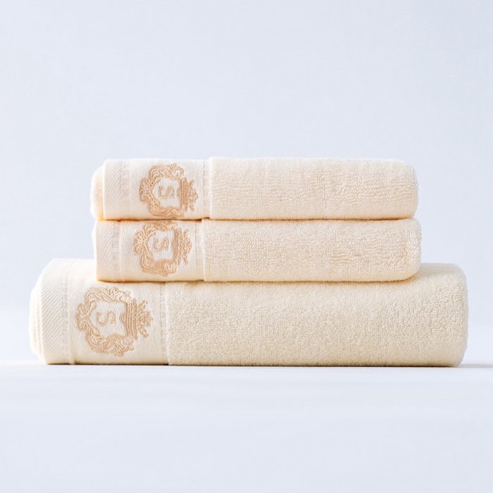 91家纺网 家纺一手货源 找家纺 彩虹毛巾 2025新款全棉B类纯棉毛巾S标毛巾浴巾系列 S标米黄毛巾一条装 通用