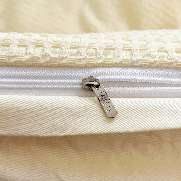 91家纺网 家纺一手货源 找家纺 琪格格纺织 2025新款纯棉华夫格极简宅寂风四件套 华夫格-奶昔黄