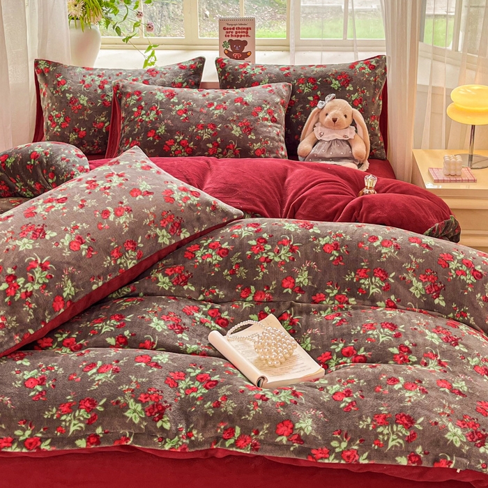 91家纺网 家纺一手货源 找家纺 （总）斯卡诺家纺 2025小清新加厚高克重牛奶绒四件套网红直播爆款