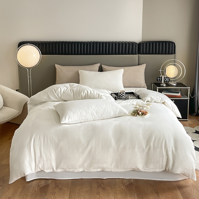 91家纺网 家纺一手货源 找家纺 琪格格纺织 2025新款纯棉轻奢大提花酒店名宿风家纺四件套 原棉大提花本白