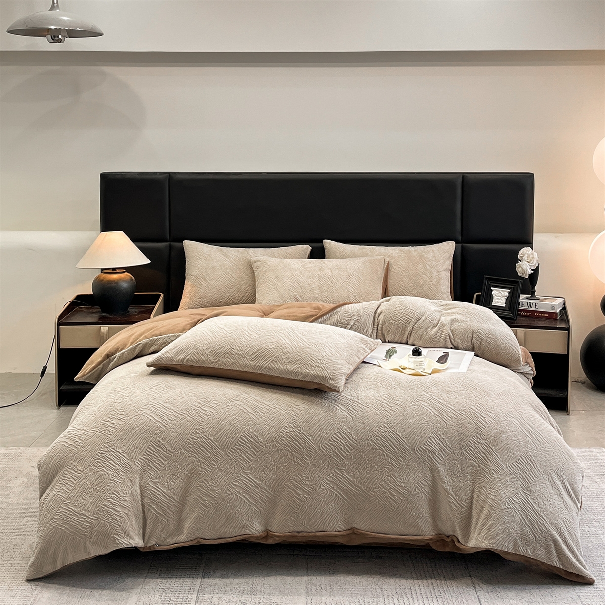 星座家纺 2025新款牛奶绒雕花四件套 格调-咖