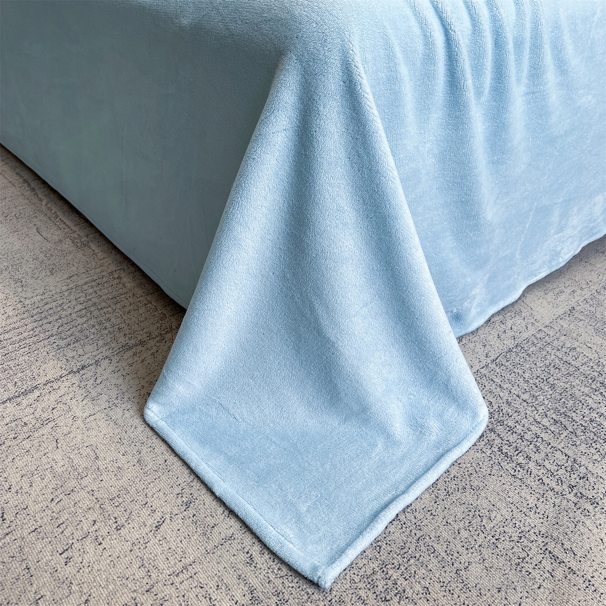 91家纺网 家纺一手货源 找家纺 星座家纺 2025新款牛奶绒雕花四件套 蝴蝶结-蓝