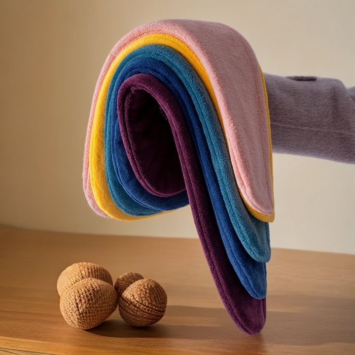 91家纺网 家纺一手货源 找家纺 （总）彩虹毛巾 2025新款电商赠品珊瑚绒干发帽简约时尚刺绣浴帽直播福利包头巾