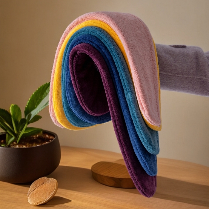 91家纺网 家纺一手货源 找家纺 （总）彩虹毛巾 2025新款电商赠品珊瑚绒干发帽简约时尚刺绣浴帽直播福利包头巾