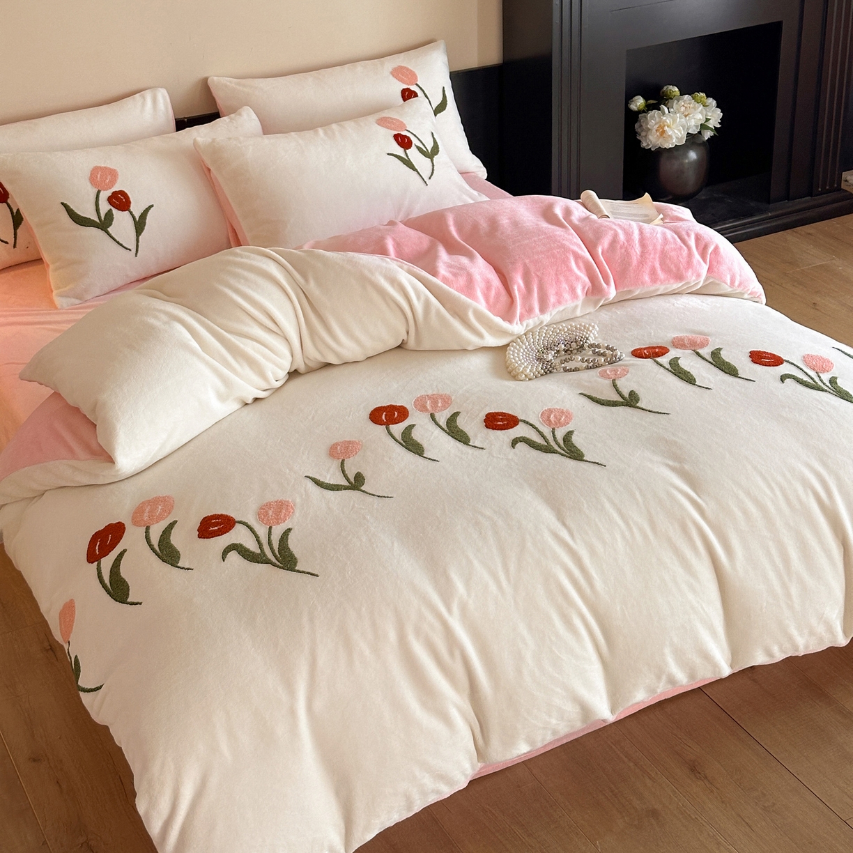 91家纺网 家纺一手货源 找家纺 （总）如一 2025新款田园风毛巾绣牛奶绒四件套