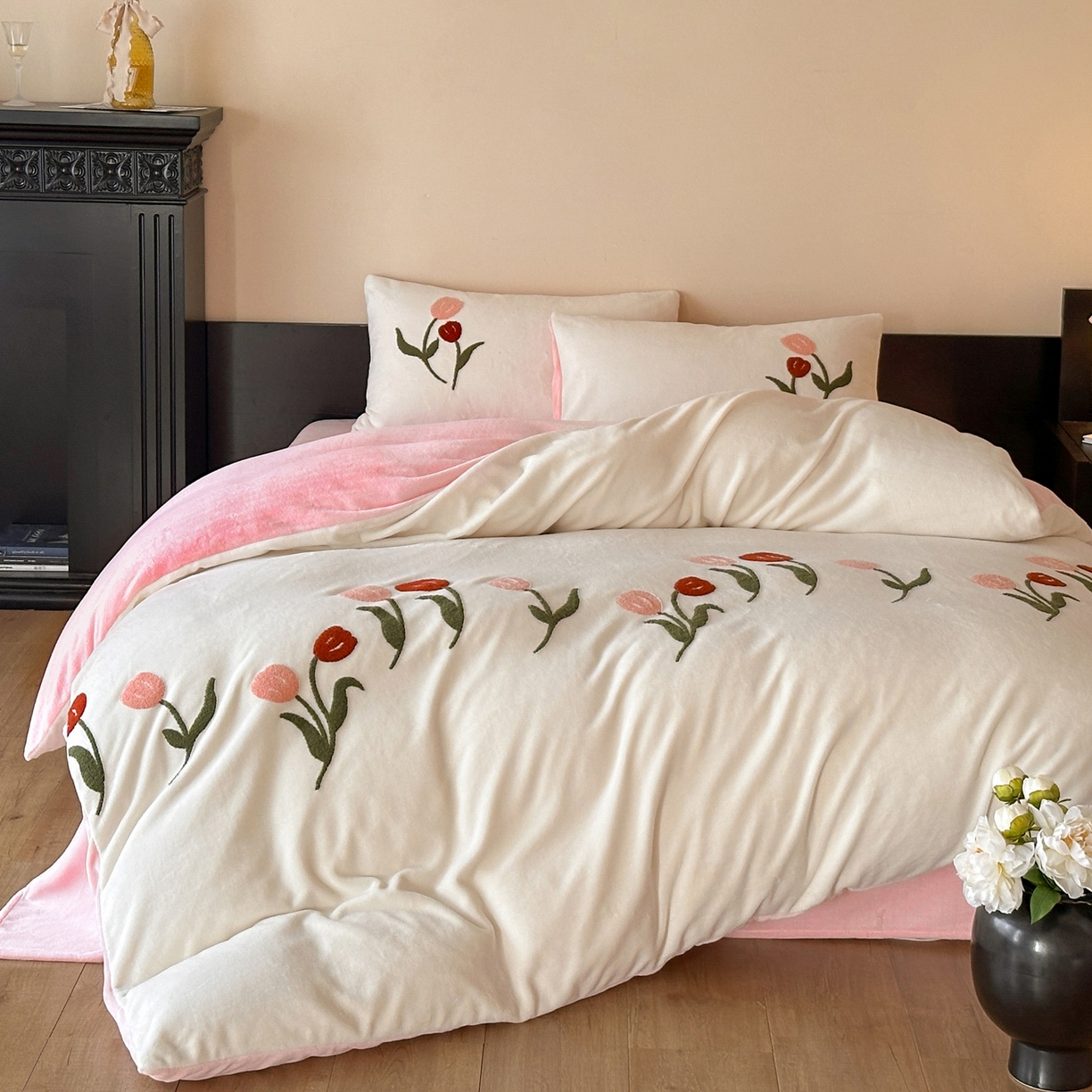 91家纺网 家纺一手货源 找家纺 （总）如一 2025新款田园风毛巾绣牛奶绒四件套