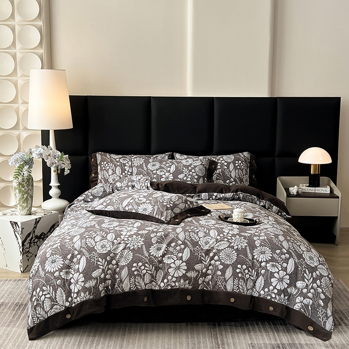 91家纺网 家纺一手货源 找家纺 绒城 2025新款水洗原麻拼牛奶绒四件套麻拼绒四件套纽扣四件套-原麻 原麻-芳菲