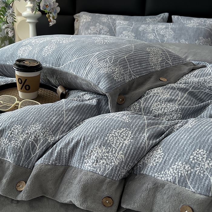 91家纺网 家纺一手货源 找家纺 绒城 2025新款水洗原麻拼牛奶绒四件套麻拼绒四件套纽扣四件套-原麻 原麻-暗香