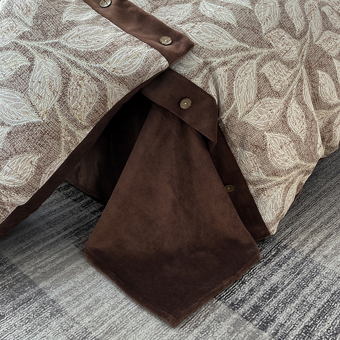 91家纺网 家纺一手货源 找家纺 绒城 2025新款水洗原麻拼牛奶绒四件套麻拼绒四件套纽扣四件套-原麻 原麻-叶藤