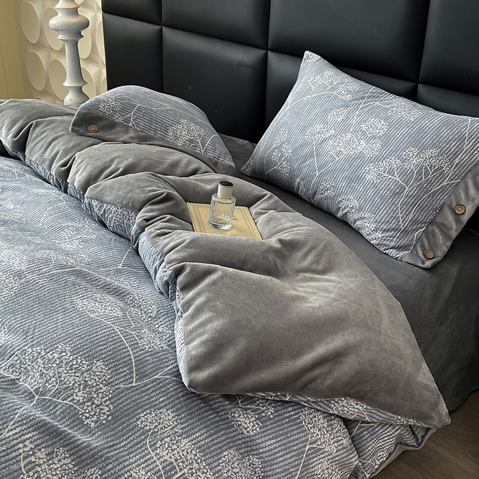 91家纺网 家纺一手货源 找家纺 绒城 2025新款水洗原麻拼牛奶绒四件套麻拼绒四件套纽扣四件套-原麻 原麻-暗香