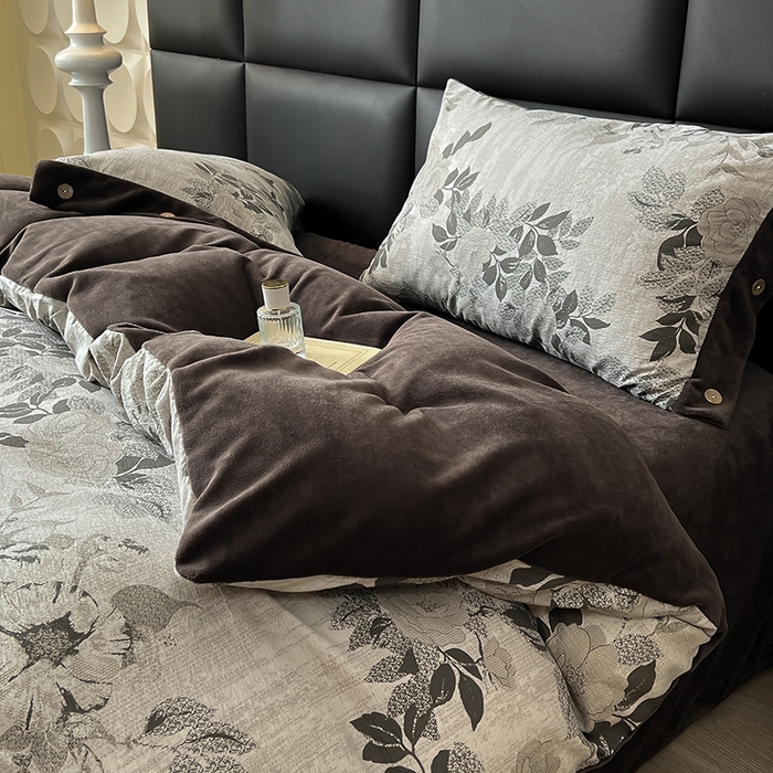 91家纺网 家纺一手货源 找家纺 绒城 2025新款水洗原麻拼牛奶绒四件套麻拼绒四件套纽扣四件套-原麻 原麻-晓梦