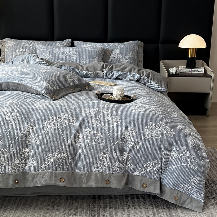 91家纺网 家纺一手货源 找家纺 绒城 2025新款水洗原麻拼牛奶绒四件套麻拼绒四件套纽扣四件套-原麻 原麻-暗香