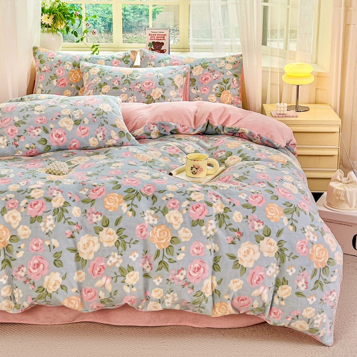 91家纺网 家纺一手货源 找家纺 （总）斯卡诺家纺 2025新款热卖小清新牛奶绒四件套双面绒被套小红书同款