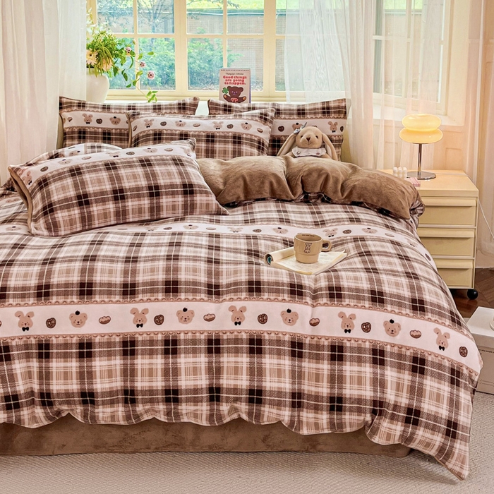 91家纺网 家纺一手货源 找家纺 （总）斯卡诺家纺 2025新款热卖小清新牛奶绒四件套双面绒被套小红书同款