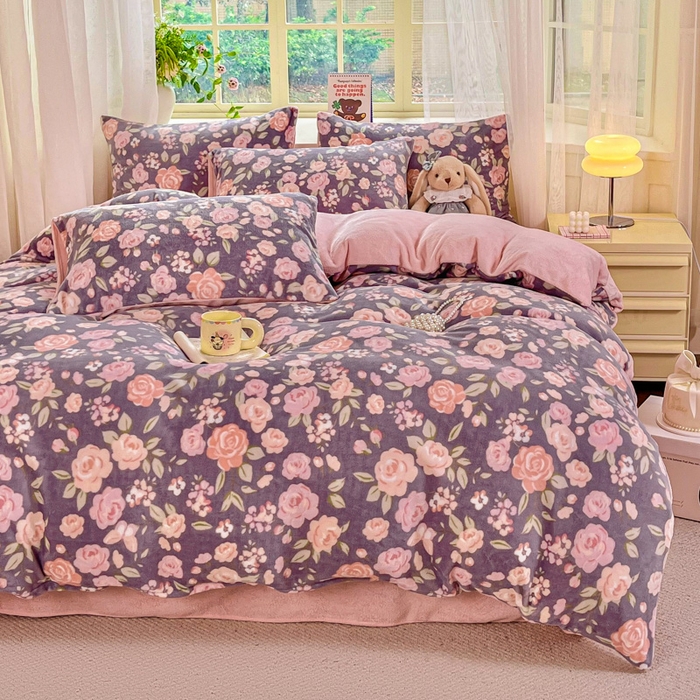 91家纺网 家纺一手货源 找家纺 （总）斯卡诺家纺 2025新款热卖小清新牛奶绒四件套双面绒被套小红书同款