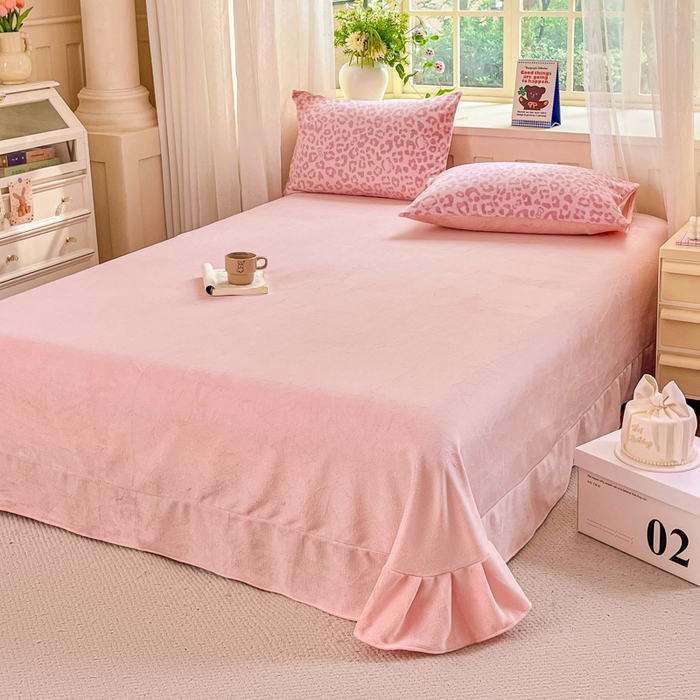 91家纺网 家纺一手货源 找家纺 斯卡诺家纺 2025新款热卖小清新牛奶绒四件套双面绒被套小红书同款 小时代-粉