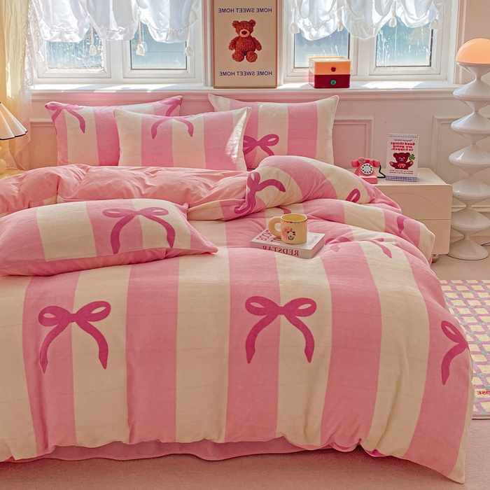 91家纺网 家纺一手货源 找家纺 （总）斯卡诺家纺 2025新款热卖小清新牛奶绒四件套双面绒被套小红书同款