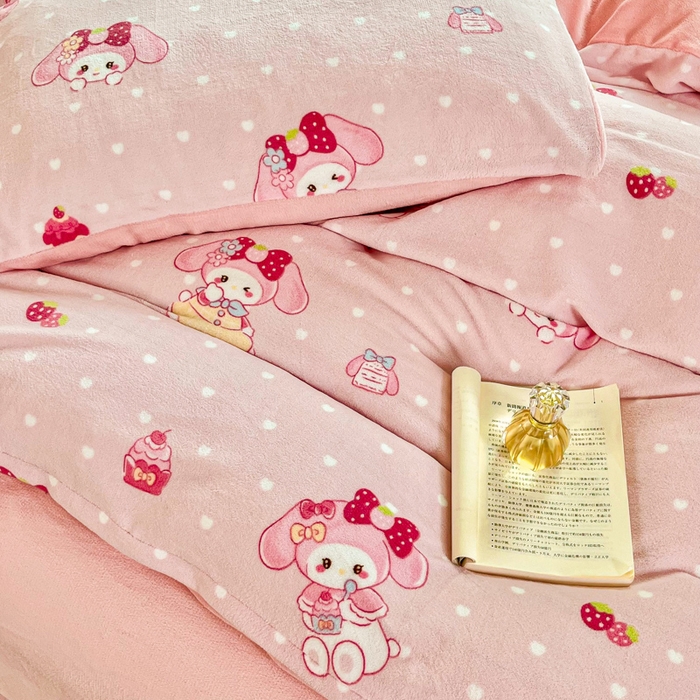 91家纺网 家纺一手货源 找家纺 斯卡诺家纺 2025新款热卖小清新牛奶绒四件套双面绒被套小红书同款 可爱迪