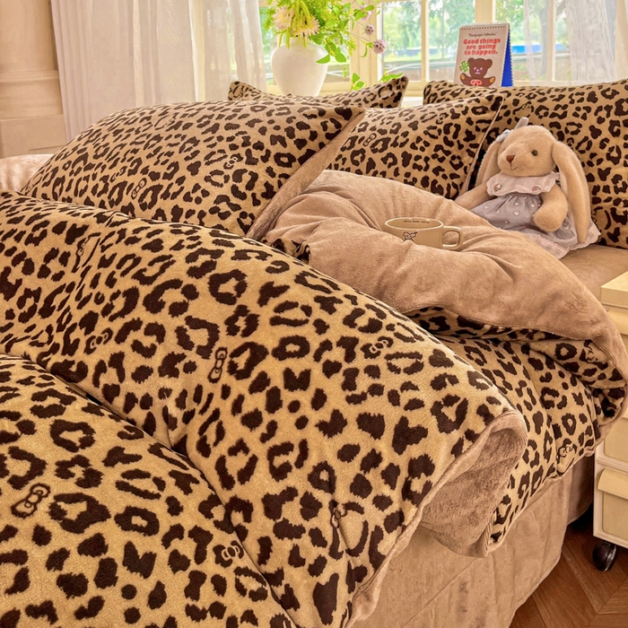 91家纺网 家纺一手货源 找家纺 斯卡诺家纺 2025新款热卖小清新牛奶绒四件套双面绒被套小红书同款 小时代-咖