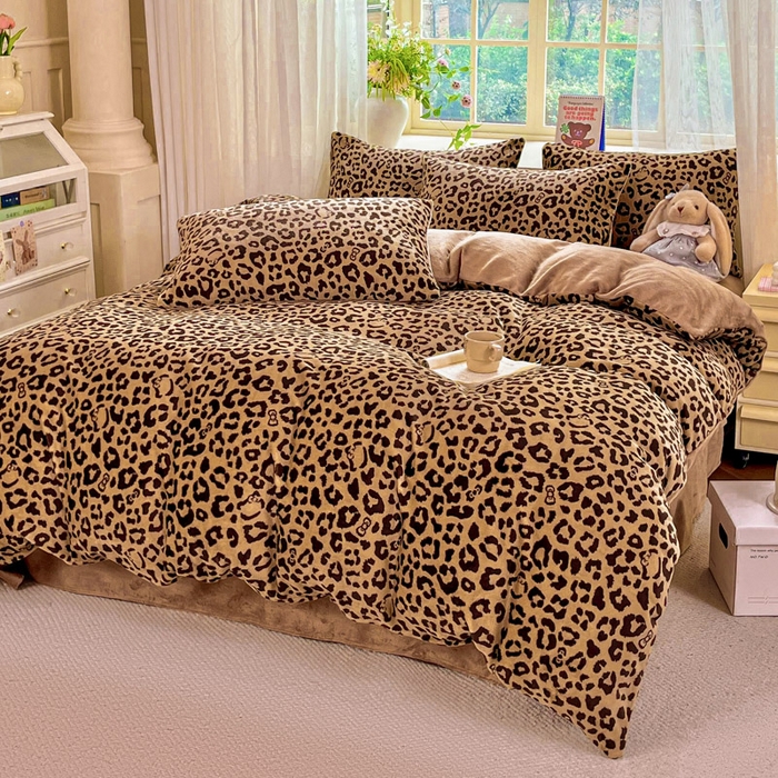 91家纺网 家纺一手货源 找家纺 斯卡诺家纺 2025新款热卖小清新牛奶绒四件套双面绒被套小红书同款 小时代-咖