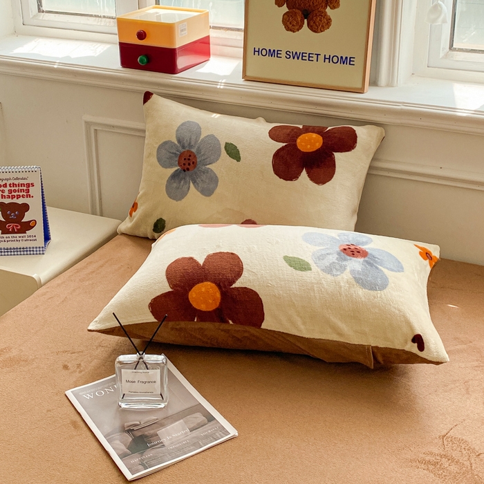 91家纺网 家纺一手货源 找家纺 斯卡诺家纺 2025新款热卖小清新牛奶绒四件套双面绒被套小红书同款 繁华咖