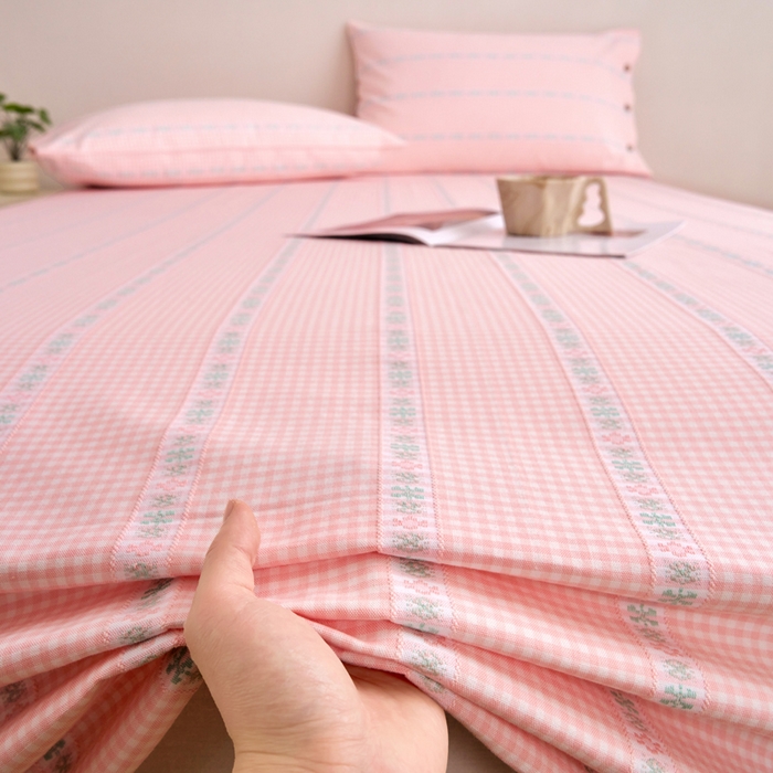 91家纺网 家纺一手货源 找家纺 织雅漫 2025新款非遗加厚全棉色织老粗布床单款-梵高向日葵 梵高双花粉