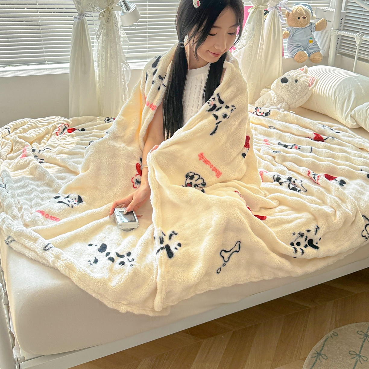 91家纺网 家纺一手货源 找家纺 （总）韩巢家纺 2025新款高克重泡泡绒毛毯多功能牛奶绒毯子支持跨境电商