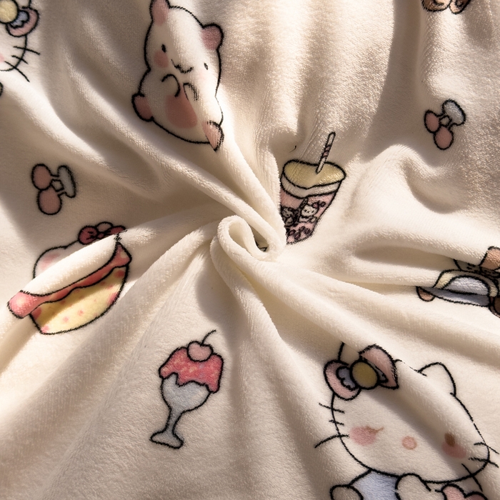 91家纺网 家纺一手货源 找家纺 小叮当家纺仓储工厂店 买家秀 爆款花型2025新款秋冬保暖高克重牛奶绒小清新印花四件套系列-风格一 甜心小猫