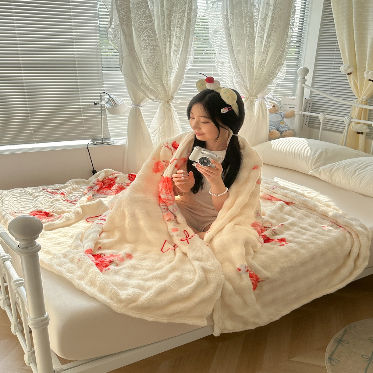 91家纺网 家纺一手货源 找家纺 韩巢家纺 2025新款高克重泡泡绒毛毯多功能牛奶绒毯子支持跨境电商 国色天香