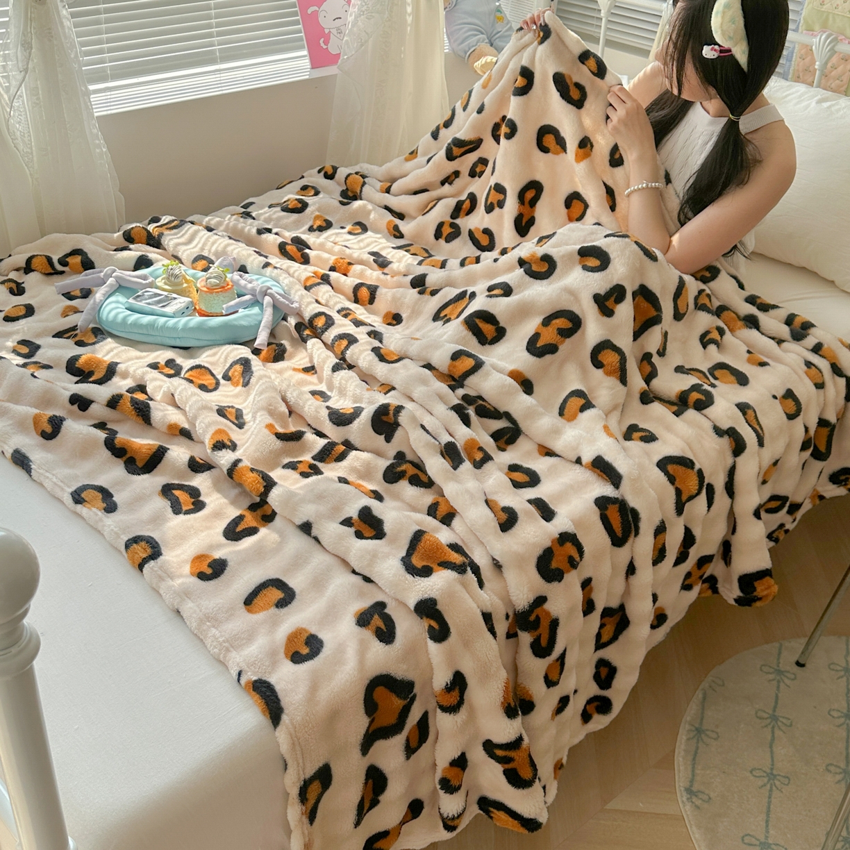 91家纺网 家纺一手货源 找家纺 韩巢家纺 2025新款高克重泡泡绒毛毯多功能牛奶绒毯子支持跨境电商 托斯卡纳豹纹