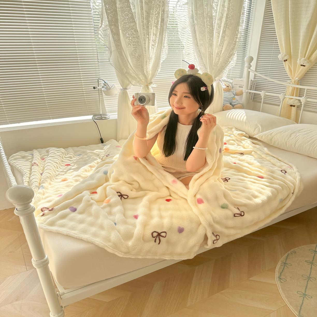 91家纺网 家纺一手货源 找家纺 韩巢家纺 2025新款高克重泡泡绒毛毯多功能牛奶绒毯子支持跨境电商 温馨