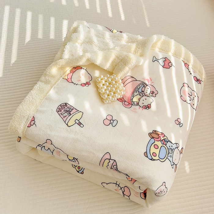 91家纺网 家纺一手货源 找家纺 小叮当家纺仓储工厂店 买家秀 爆款花型2025新款牛奶绒洛丽塔小清新印花系列毛毯毯子 小甜猫