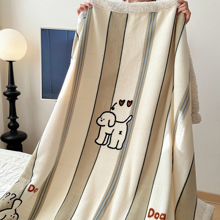 91家纺网 家纺一手货源 找家纺 小叮当家纺仓储工厂店 买家秀 爆款花型2025新款牛奶绒洛丽塔小清新印花系列毛毯毯子 呆萌狗狗