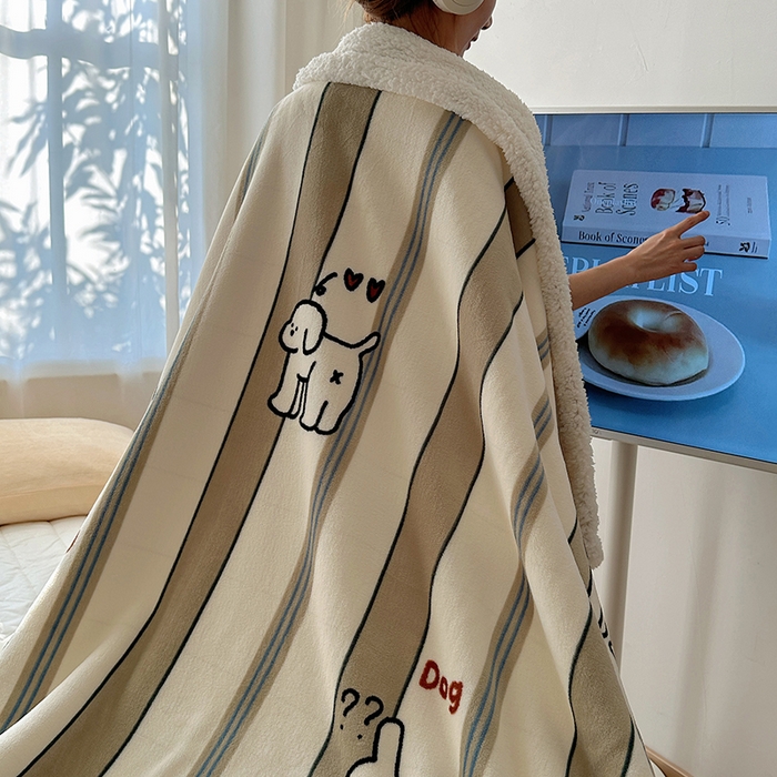 91家纺网 家纺一手货源 找家纺 小叮当家纺仓储工厂店 买家秀 爆款花型2025新款牛奶绒洛丽塔小清新印花系列毛毯毯子 呆萌狗狗