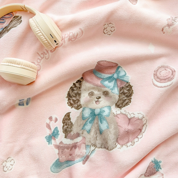 91家纺网 家纺一手货源 找家纺 小叮当家纺仓储工厂店 买家秀 爆款花型2025新款牛奶绒洛丽塔小清新印花系列毛毯毯子 花花狗和斑斑兔