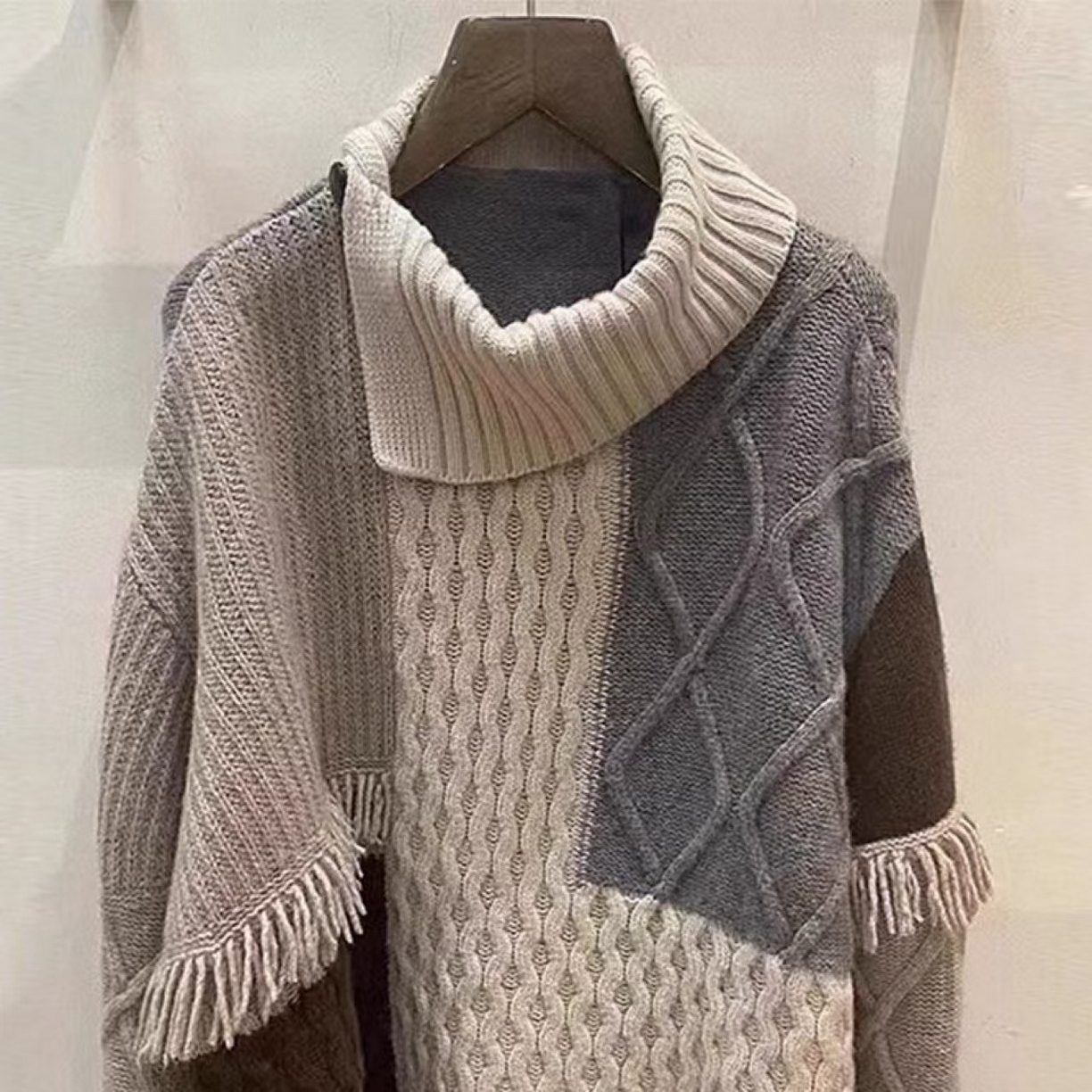 91家纺网 家纺一手货源 找家纺 （总）洛兰沙家居馆 只代发新款大衣风毛衣外套女春秋开衫中长款大衣风洋气宽松外穿连帽针织上衣