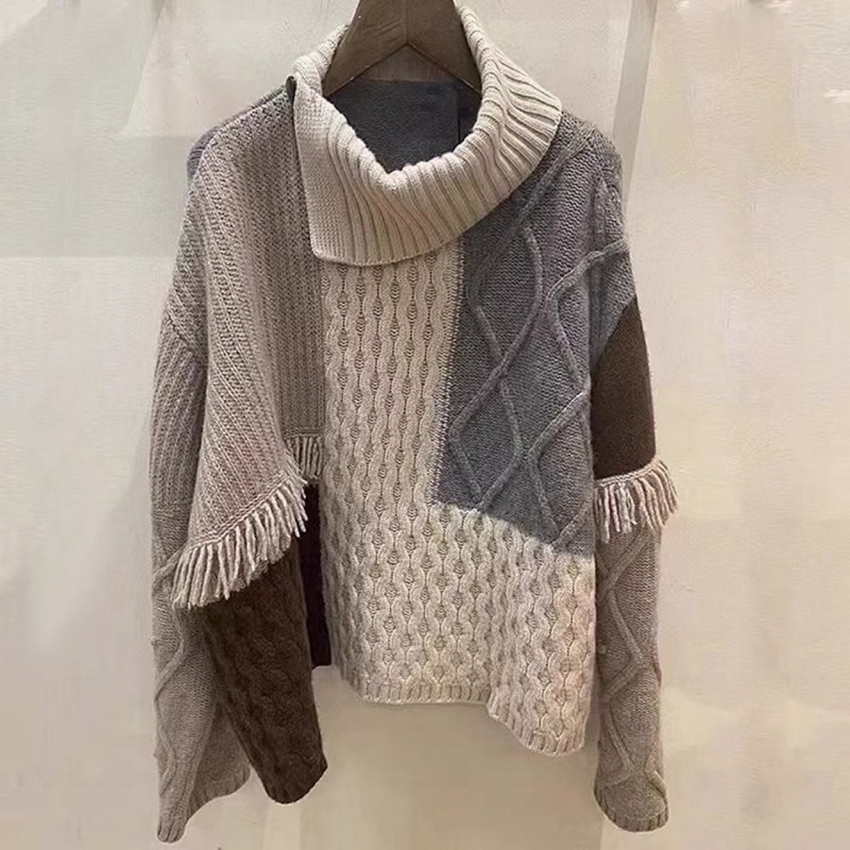 （总）洛兰沙家居馆 只代发新款大衣风毛衣外套女春秋开衫中长款大衣风洋气宽松外穿连帽针织上衣