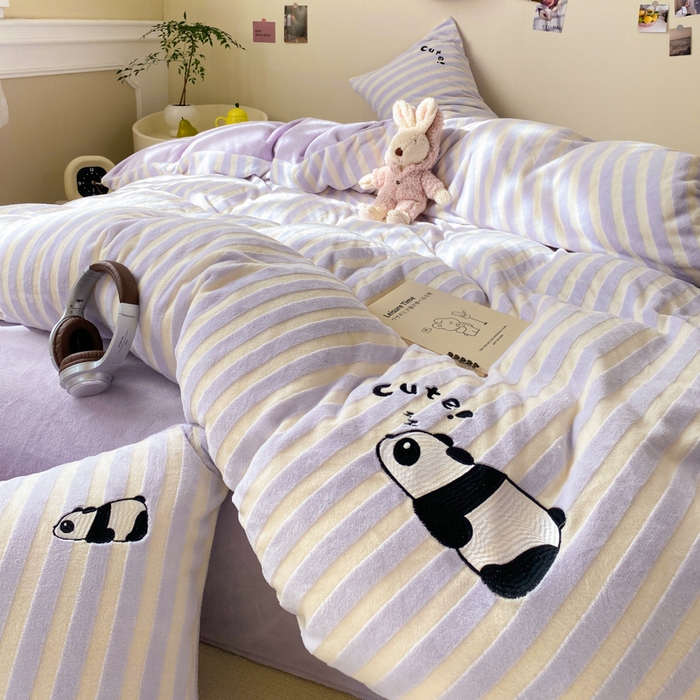 91家纺网 家纺一手货源 找家纺 小叮当家纺仓储工厂店 买家秀 爆款花型2025新款小清新绣花四件套系列-永恒韵律 永恒韵律-紫胖胖