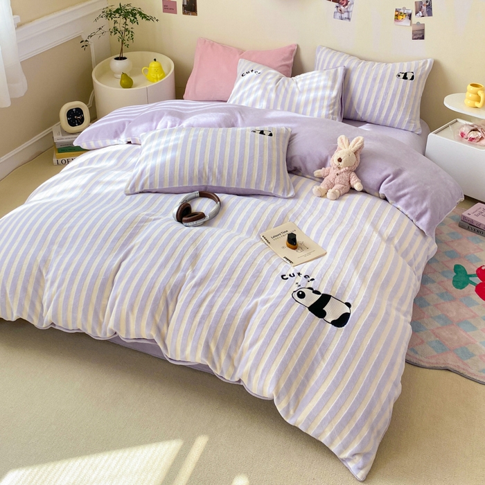 91家纺网 家纺一手货源 找家纺 小叮当家纺仓储工厂店 买家秀 爆款花型2025新款小清新绣花四件套系列-永恒韵律 永恒韵律-紫胖胖