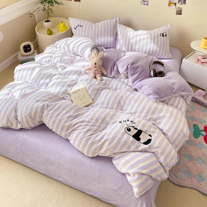 91家纺网 家纺一手货源 找家纺 小叮当家纺仓储工厂店 买家秀 爆款花型2025新款小清新绣花四件套系列-永恒韵律 永恒韵律-紫胖胖