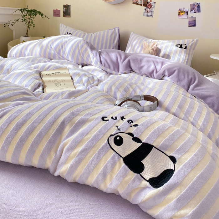 91家纺网 家纺一手货源 找家纺 小叮当家纺仓储工厂店 买家秀 爆款花型2025新款小清新绣花四件套系列-永恒韵律 永恒韵律-紫胖胖